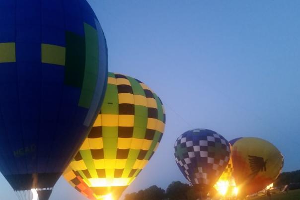 Hot Air Balloons getting ready to take off in Steuben County